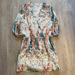 “On The Road” Eyelet Long Sleeve Wrap Dress Sz Sm